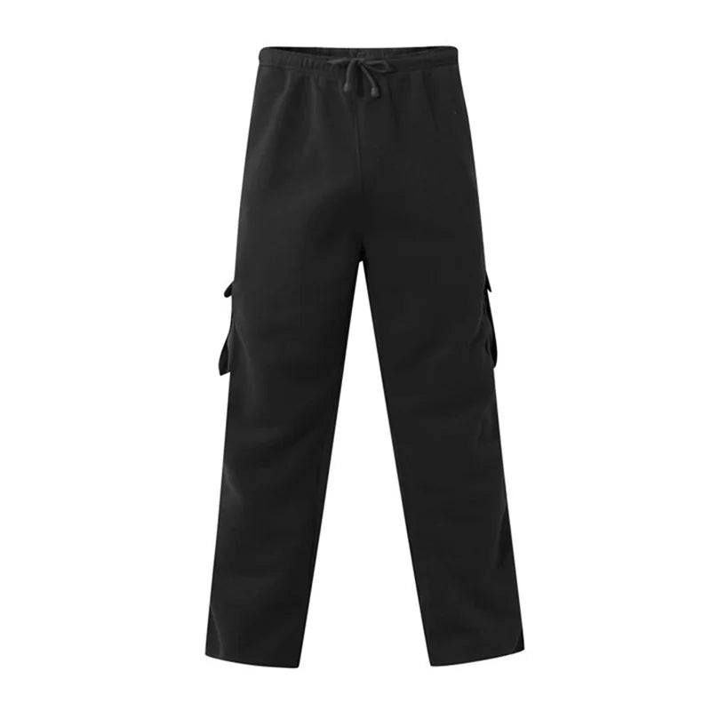 Men’s Loose Cargo Casual Drawstring Elastic Waist Wide Leg Outdoor Trousers