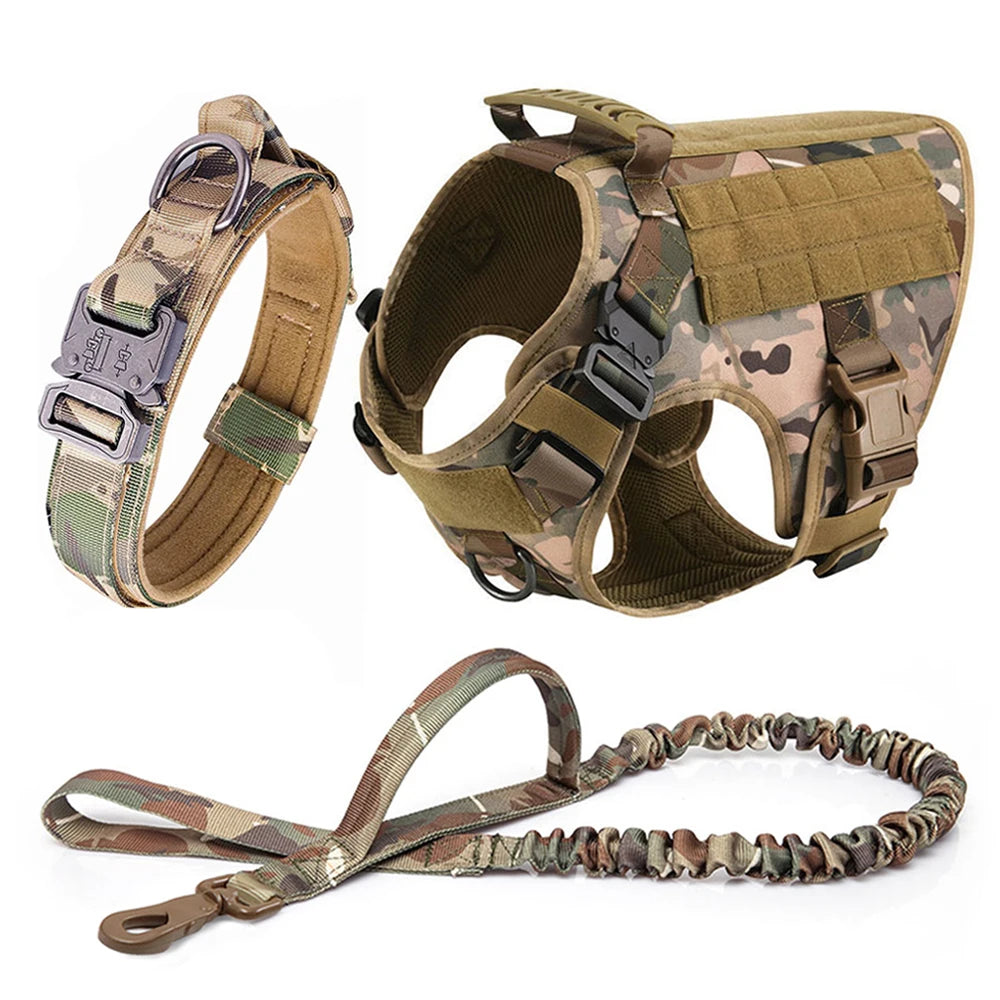 Large Dog Harness and Leash Set Pet German Shepherd and Malinois Training Walking Vest, Dog Harness and Collar for Medium and Large Dogs