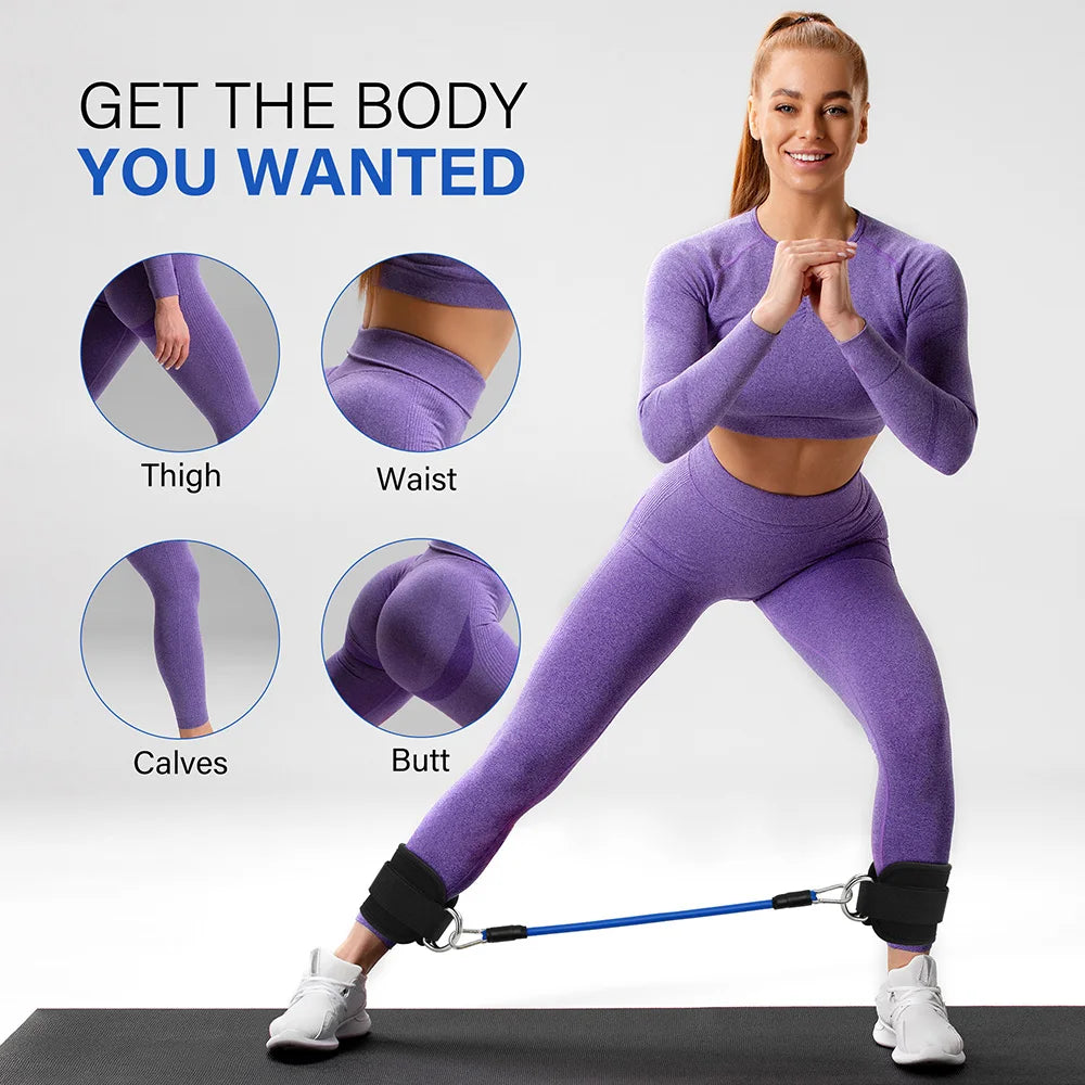 TPE Resistance Bands Ankle Straps Fitness Set, D-Ring Support Ankle Cuffs, Yoga Gym Equipment, Guard Leg Strength Safety Extensions