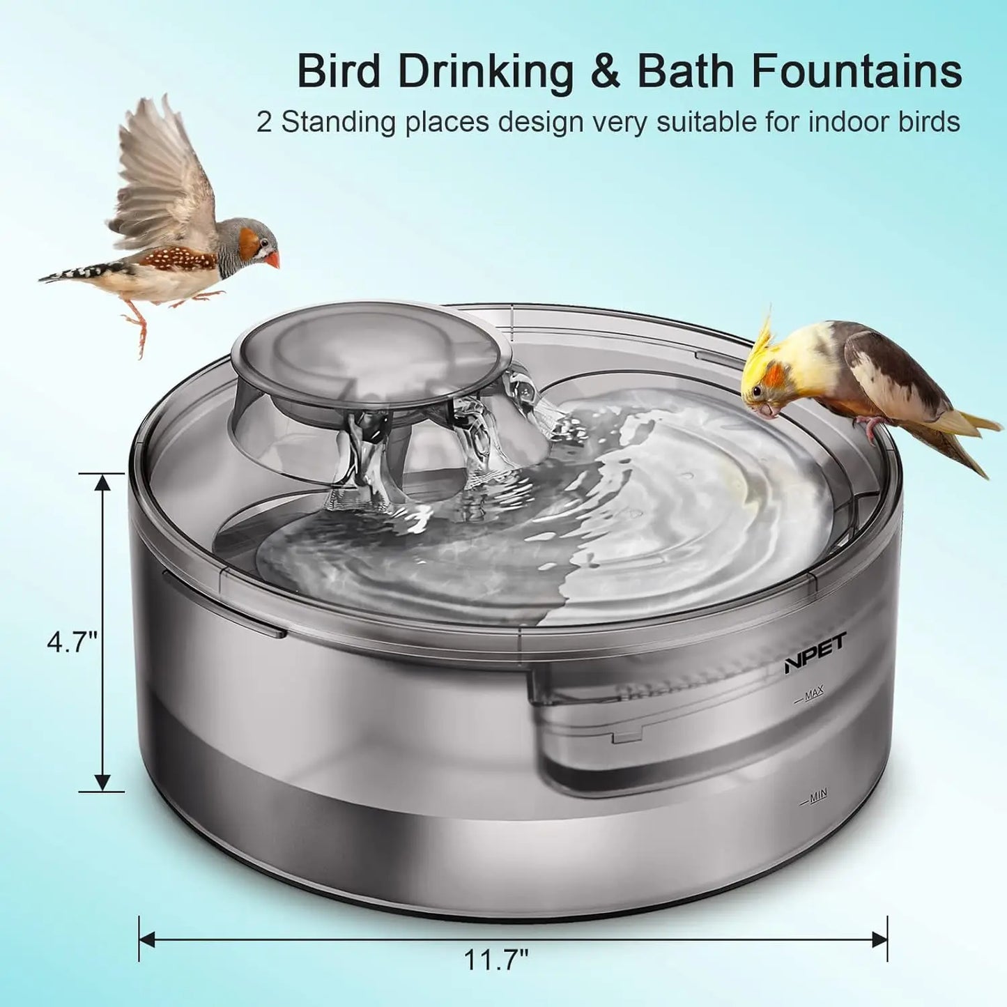 NPET DF10 Water Fountain, 170oz/1.3Gallon/5L Large Automatic Pet Water Dispenser Dog Water Bowl for Cats, Dogs, Multiple Pets