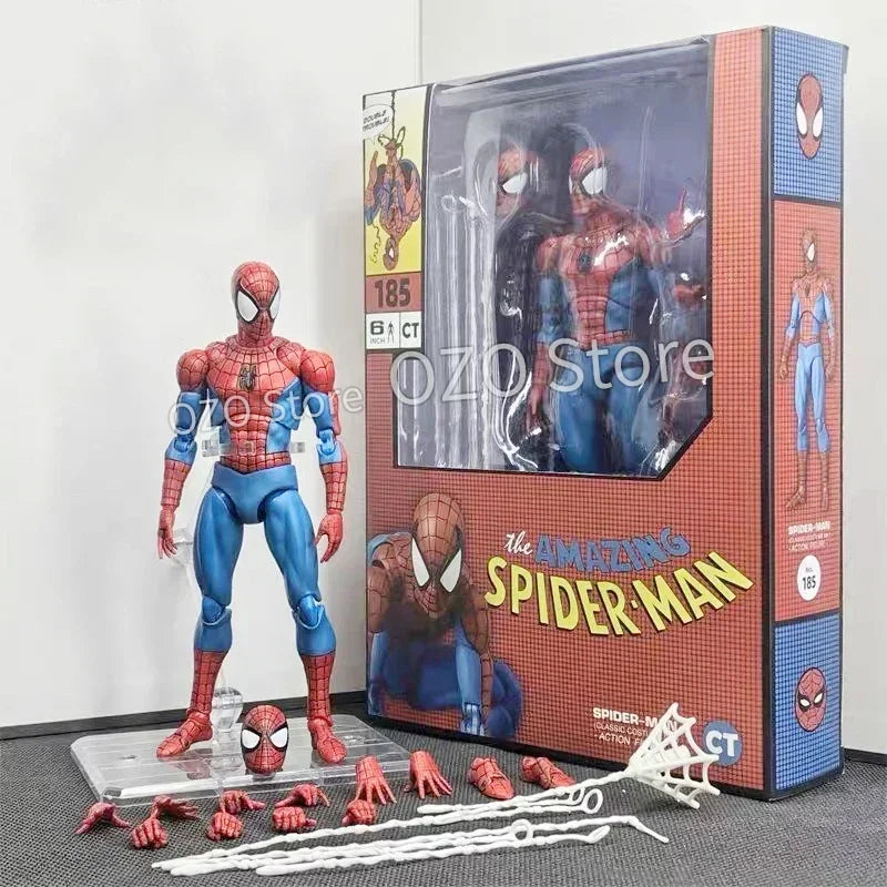 Spiderman Mafex 185 Classic Spider-Man Action Figure, Anime Model Toys 15cm