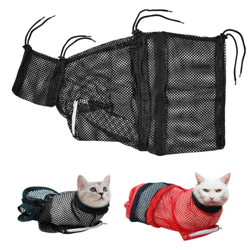 Cat Bathing Grooming, Shower Bag, Adjustable Cat Restraint Bag, Anti-Scratching for Nails and Trimming Ears