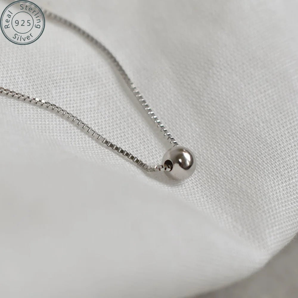 Sterling Silver Ball Necklace, Solid 925 Silver Chain 16 "+2 "Adjustable jewelry