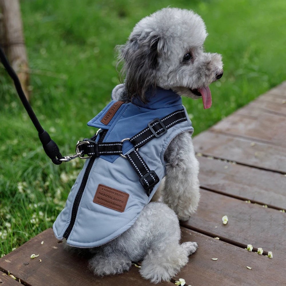 Winter Pet Dog Jacket with Harness, Warm Dog Clothes Waterproof, Big Dog Coat Outfits