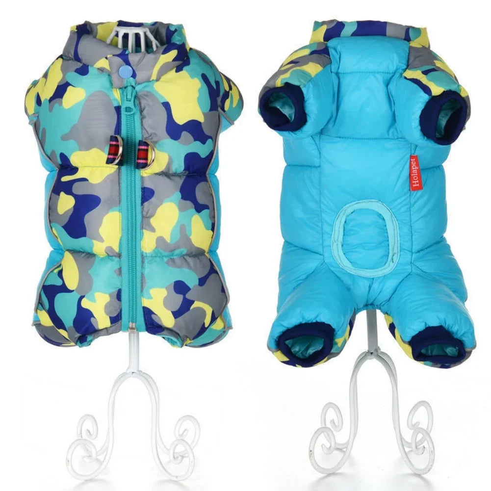 Fullbody Small Dog Coat, Warm Fleece Puppy Jacket, Winter 4-Leg Puffer Coat, Reflective Turtleneck Snowsuit