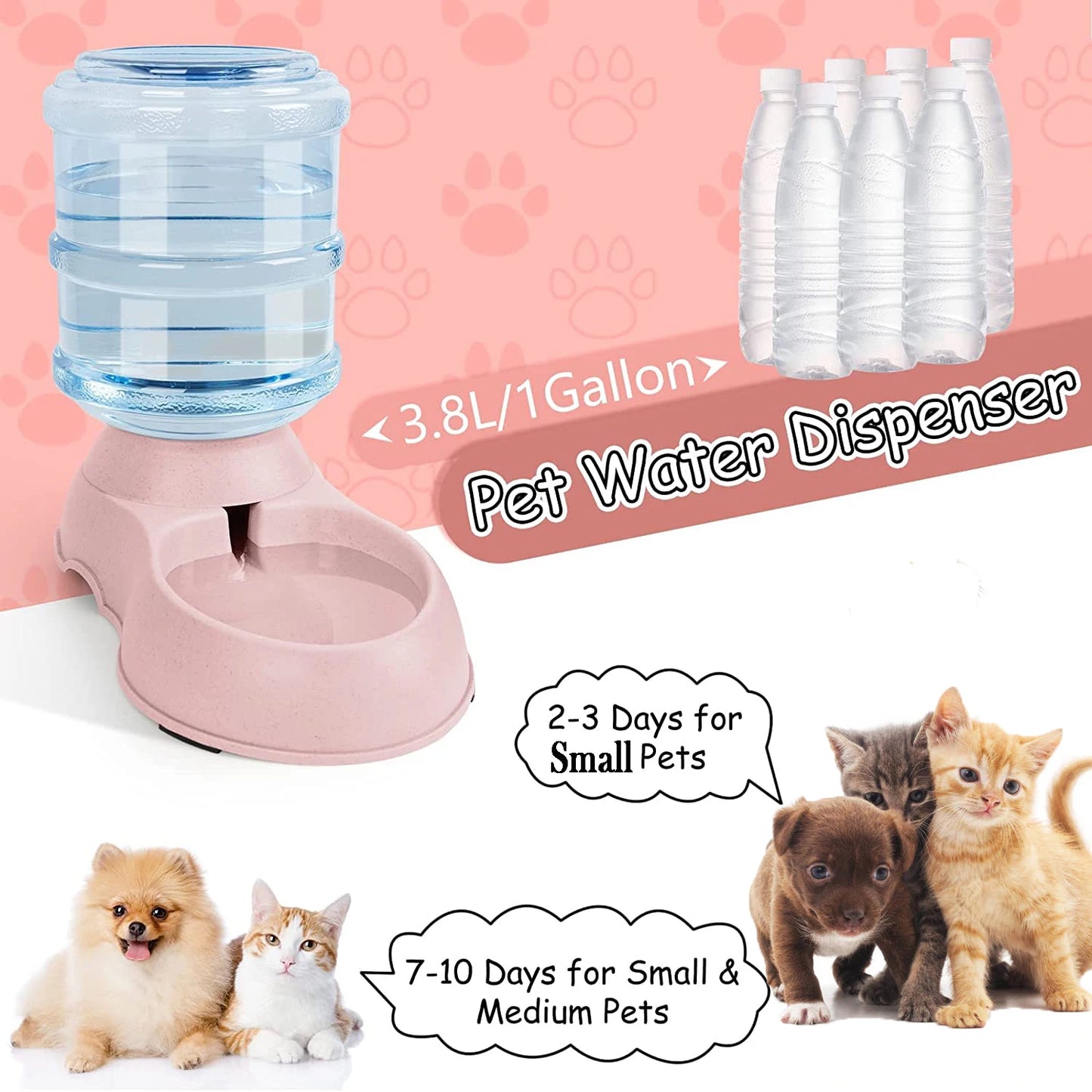Automatic Water Dispenser Large Capacity Pet Feeder Small Dog Food Bowl and Cat Feeder Drinking Bowl Pet Feeding Drinker Water Bowl