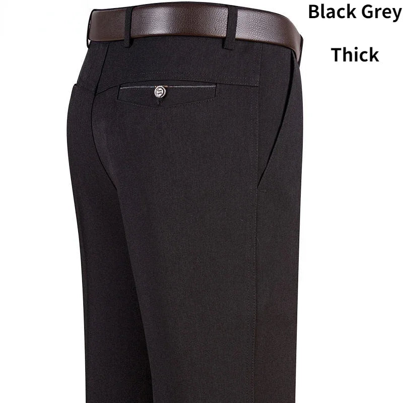 New Men's Summer Thin Business Casual Pants, Autumn Fashion Solid Gentle Thicken Trousers, Male Brand Suit Pant Black Grey RIYBEOE
