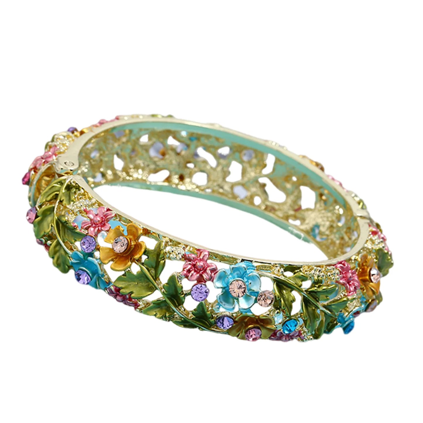 Ethnic Style Bracelets for Women Hallow Out Charm Flower Bangles