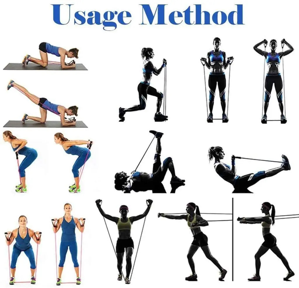 11PCS Elastic Rubber Resistance Expander Bands for Bodybuilding, Home Gym Equipment, Weight Training, Fitness