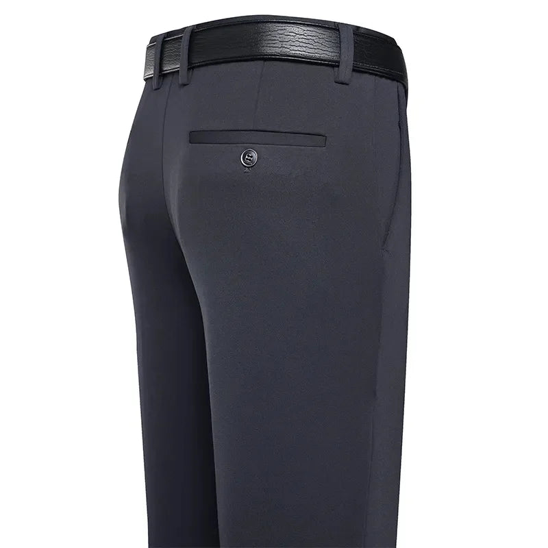 Suit Pants, Men Business Casual Trousers, Formal Dress Straight Pants Elastic, Black and Navy Blue Male Clothing