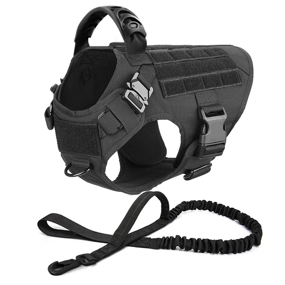 Large Dog Harness and Leash Set Pet German Shepherd and Malinois Training Walking Vest, Dog Harness and Collar for Medium and Large Dogs