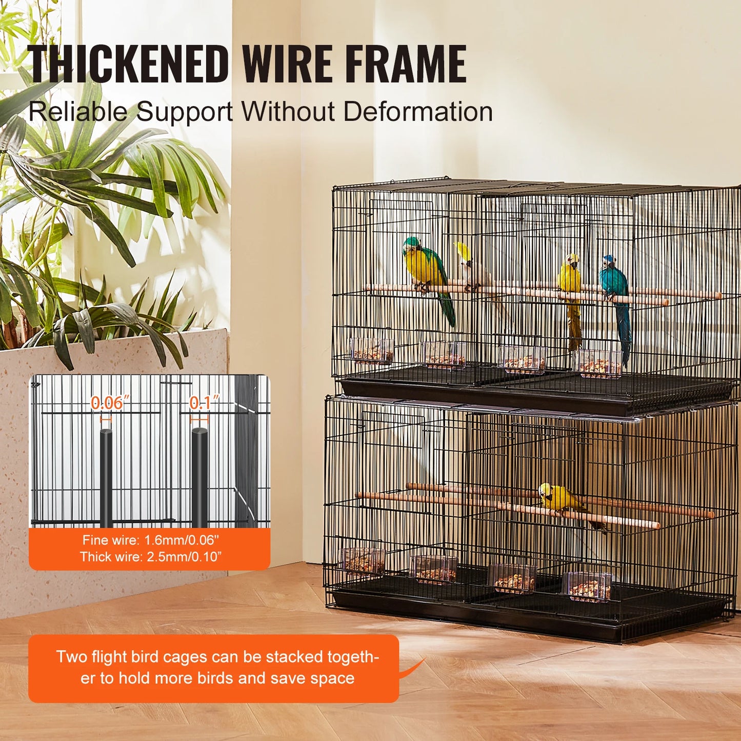 SucceBuy 30In Flight Bird Cage, Stackable Divided Small Animal Cage for all kinds of Birds, Pet Travel Bird Cage with Handle and Perch.