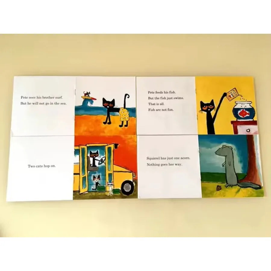 12 Books/Set I Can Read Pete, The Cat English Picture Books, Children's Story Book, Early Educational Pocket Reading Book