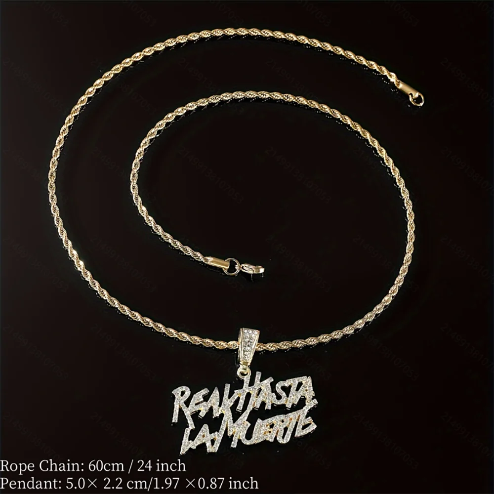 Street Style Real Hasta La Muerte Letter Bling Pendant Necklace
