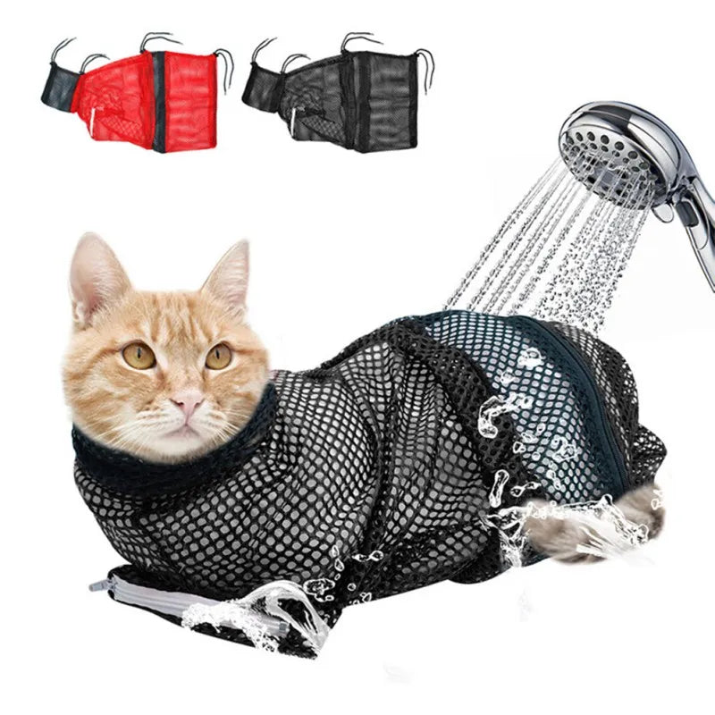 Cat Bathing Grooming, Shower Bag, Adjustable Cat Restraint Bag, Anti-Scratching for Nails and Trimming Ears