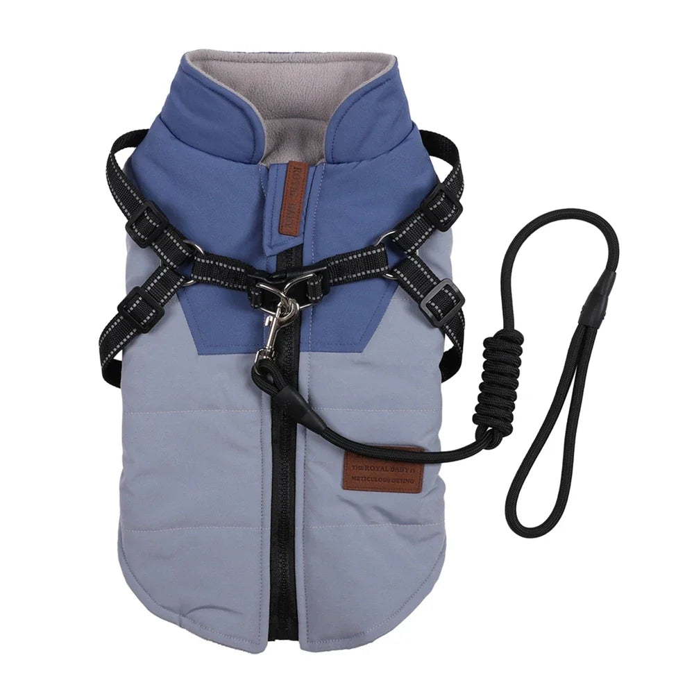 Winter Pet Dog Jacket with Harness, Warm Dog Clothes Waterproof, Big Dog Coat Outfits