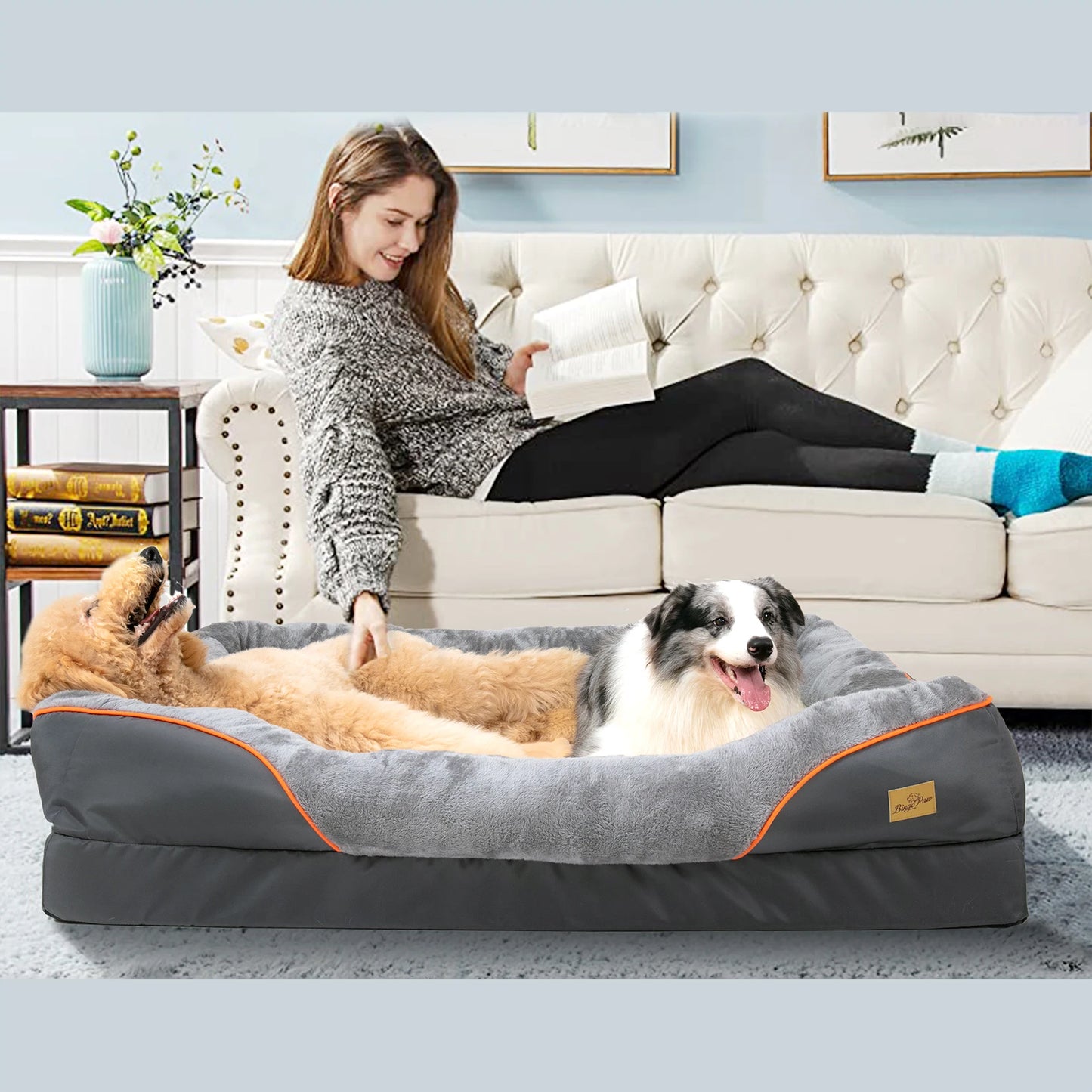 Large Dog Bed Soft Comfortable Anti-Allergy Warm Fleece, Removable Washable Cover Pet Bed Waterproof.