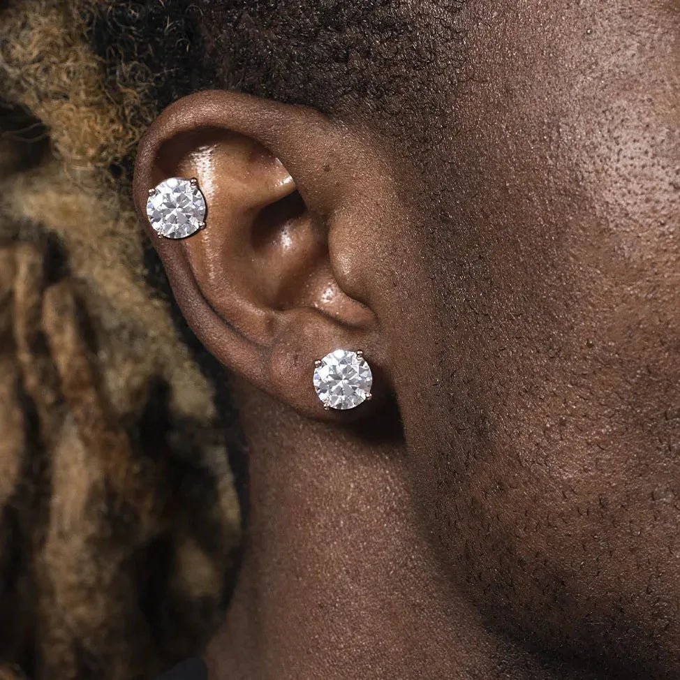 CUC 3-14MM AAAA Zircon Stud Earrings Screw/Push Back For Women/Men