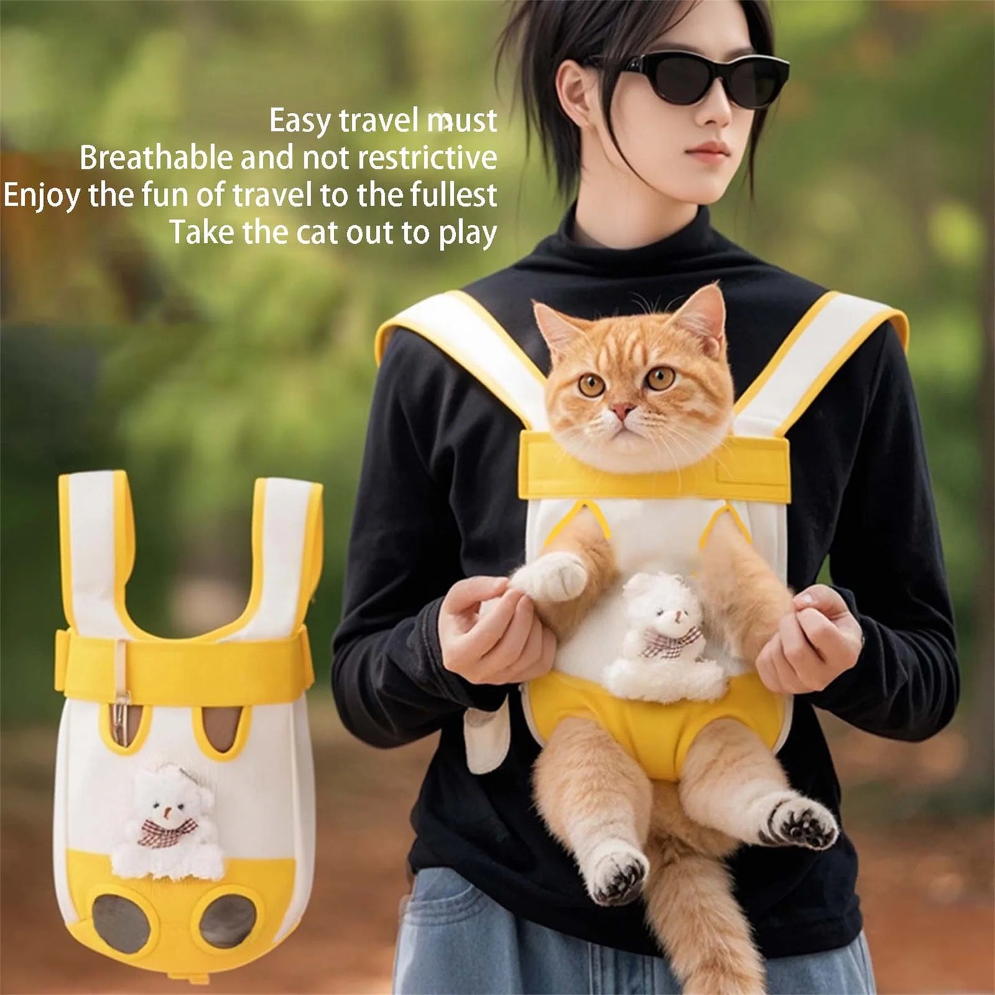 Portable Dog Carrier Backpack Hands-Free Pet Travel Bag with Adjustable Straps Breathable Front and Back Cat Carrier