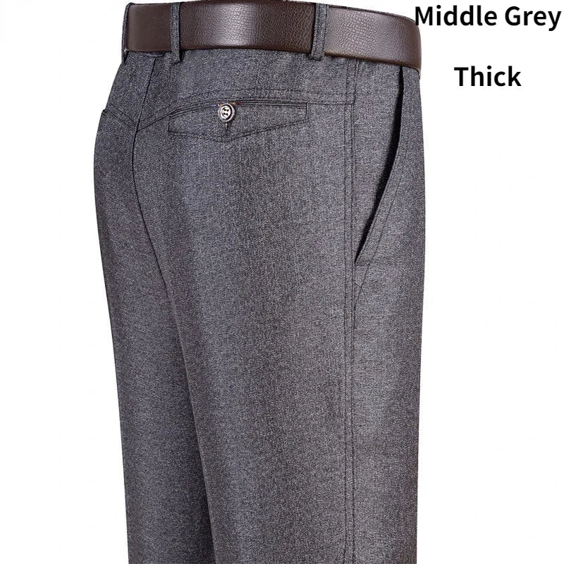 New Men's Summer Thin Business Casual Pants, Autumn Fashion Solid Gentle Thicken Trousers, Male Brand Suit Pant Black Grey RIYBEOE