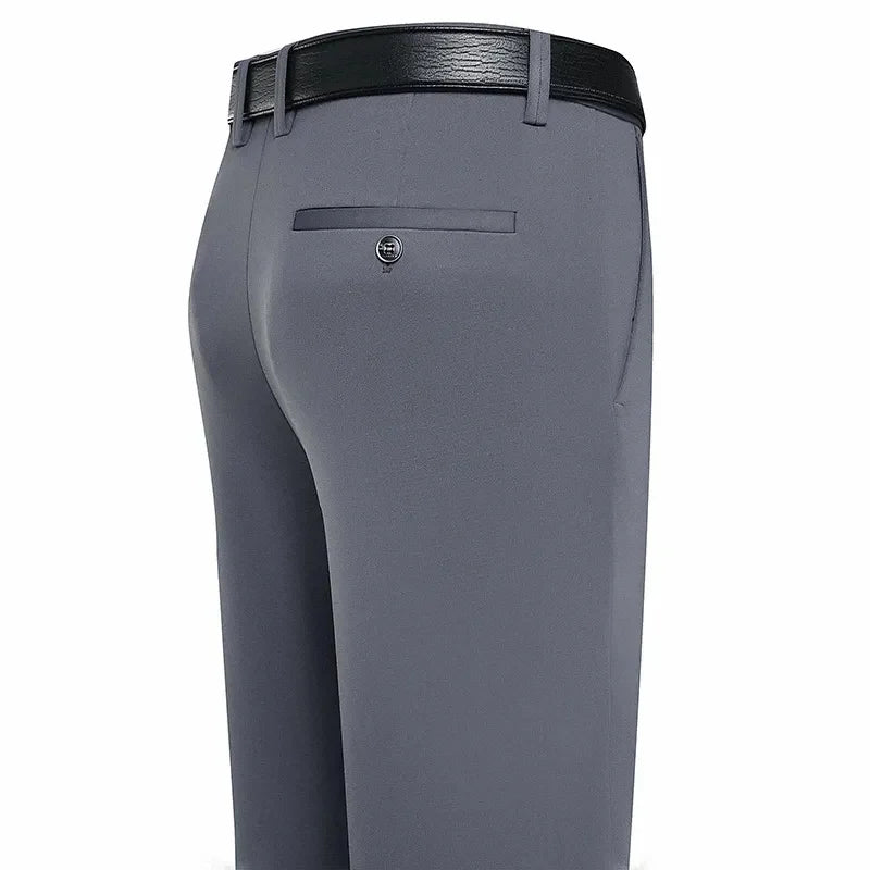 Suit Pants, Men Business Casual Trousers, Formal Dress Straight Pants Elastic, Black and Navy Blue Male Clothing