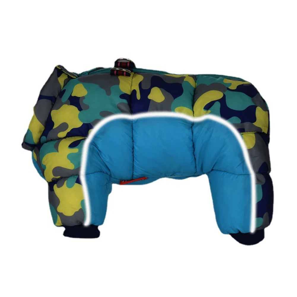 Fullbody Small Dog Coat, Warm Fleece Puppy Jacket, Winter 4-Leg Puffer Coat, Reflective Turtleneck Snowsuit