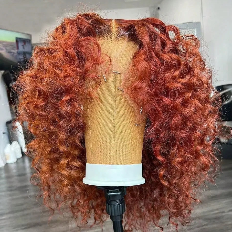 8-22Inch Deep Wave Bob Ginger Orange Lace Front Wigs, Human Hair 14 Inch Orange13x4 Deep Wave Lace Frontal