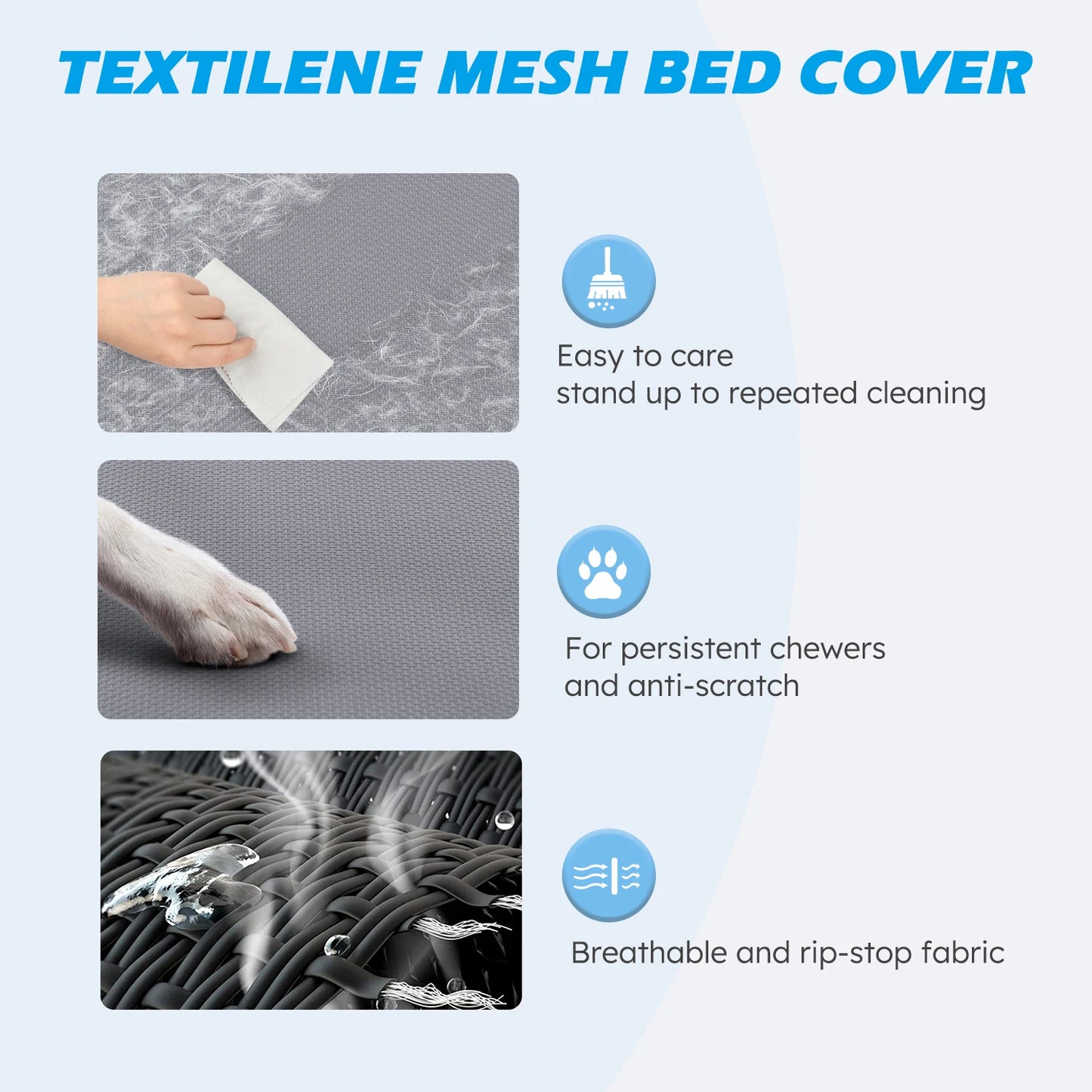 Elevated Cooling Raised Pet Cot, Chew Proof, Washable Breathable Mesh and Metal Frame