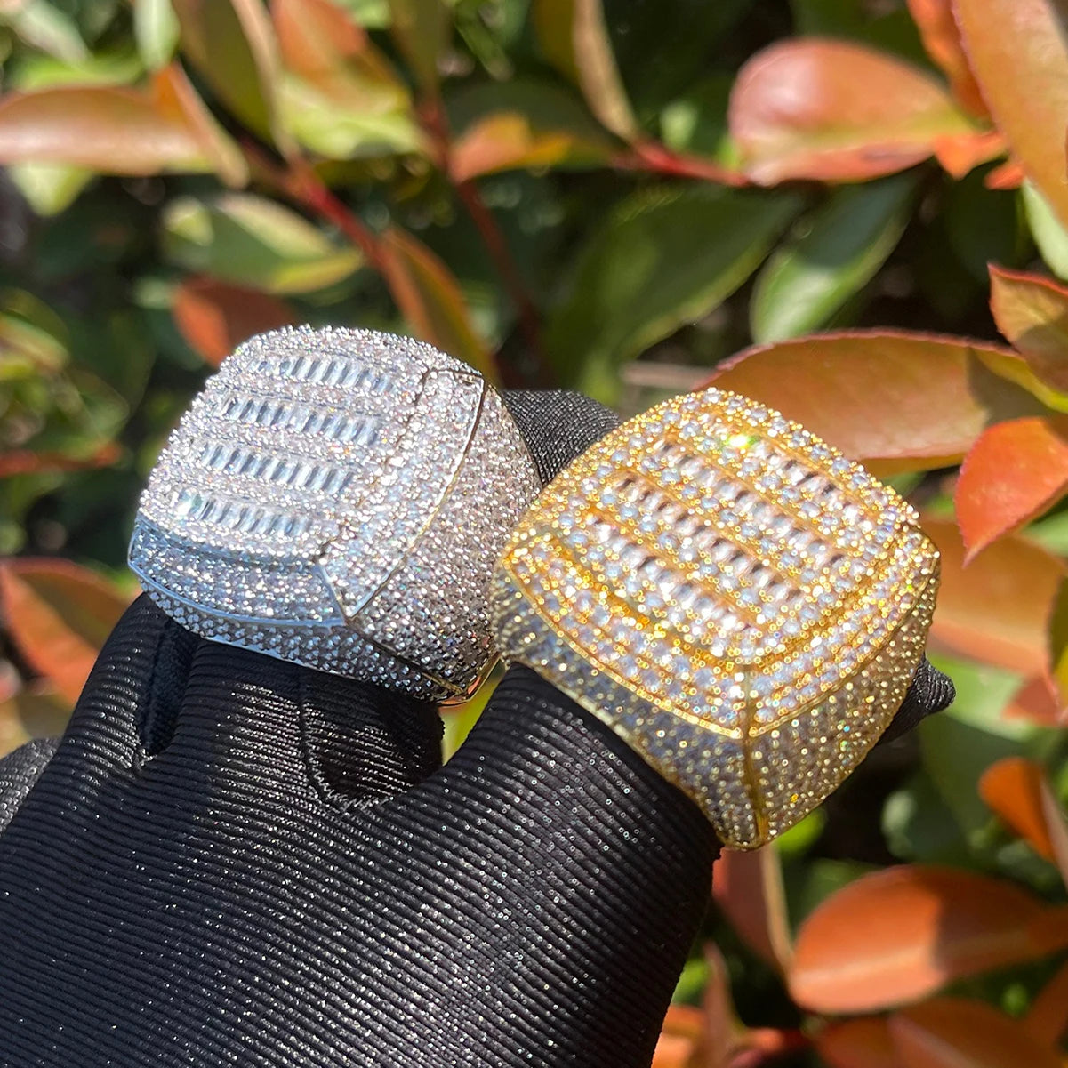 Bubble Letter Iced Out Ring for Men Real Gold-Plated