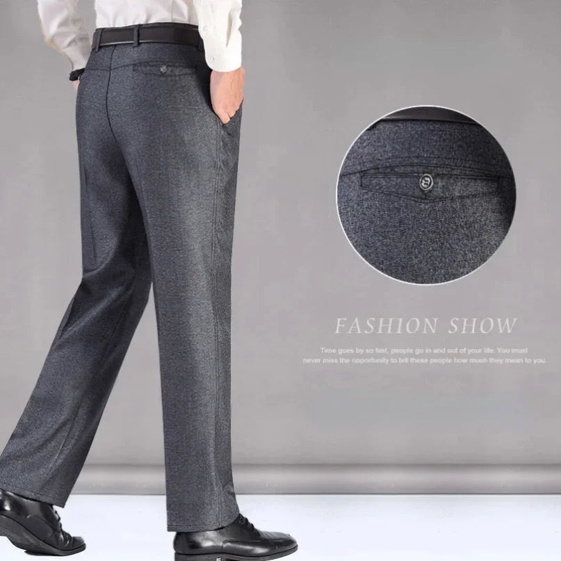 New Men's Summer Thin Business Casual Pants, Autumn Fashion Solid Gentle Thicken Trousers, Male Brand Suit Pant Black Grey RIYBEOE