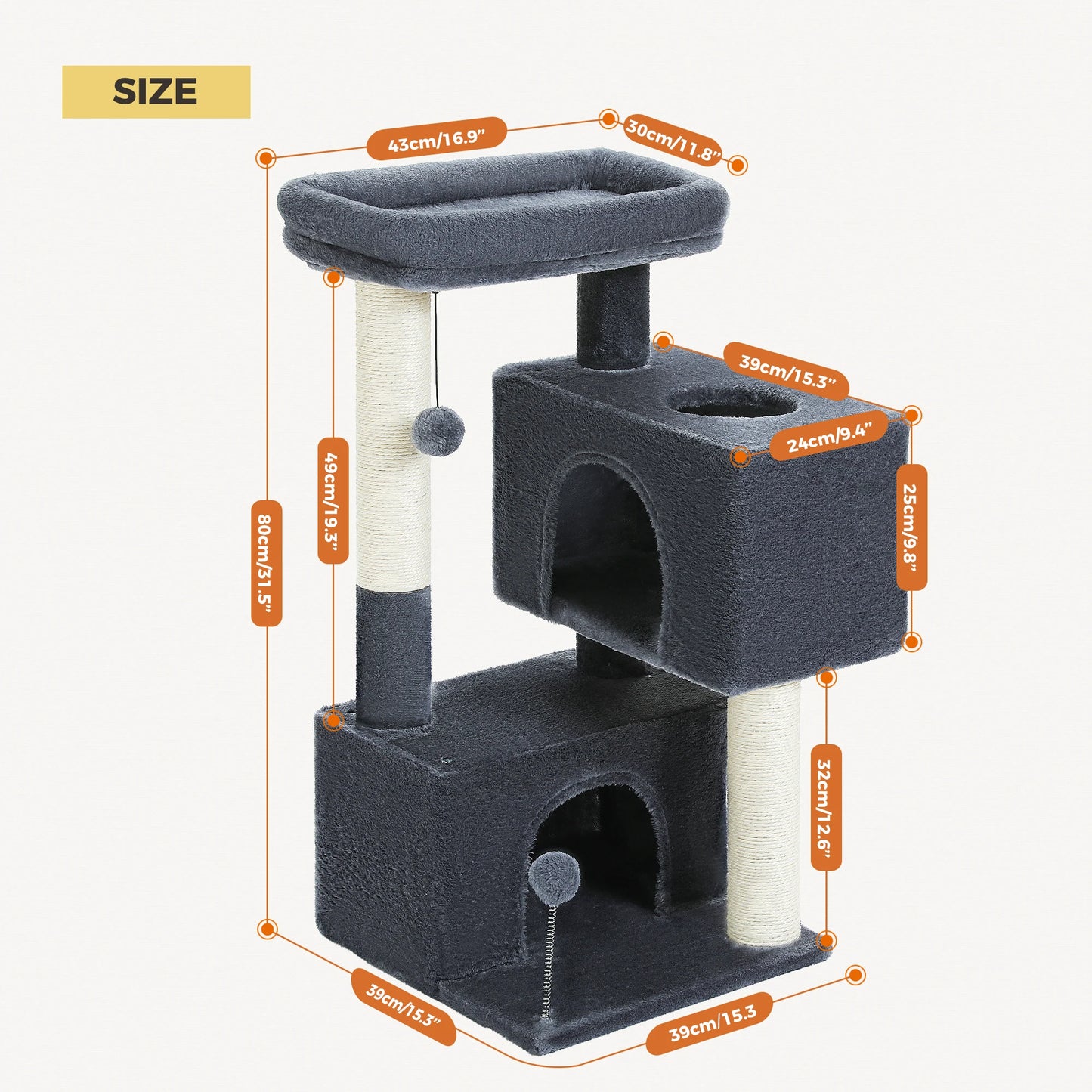 Large Cat Tree for Indoor Cats Multi-Level Cat Tower with Spacious Condos Sisal Scratching Pad