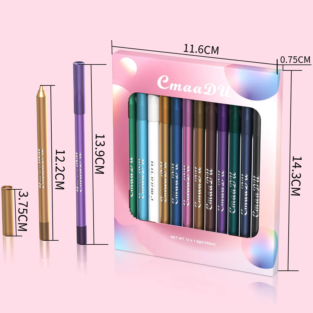 Waterproof Eyeliner Pencil Set, A Combination of Multiple Colors, Shimmering Multi-Color Eyeshadow