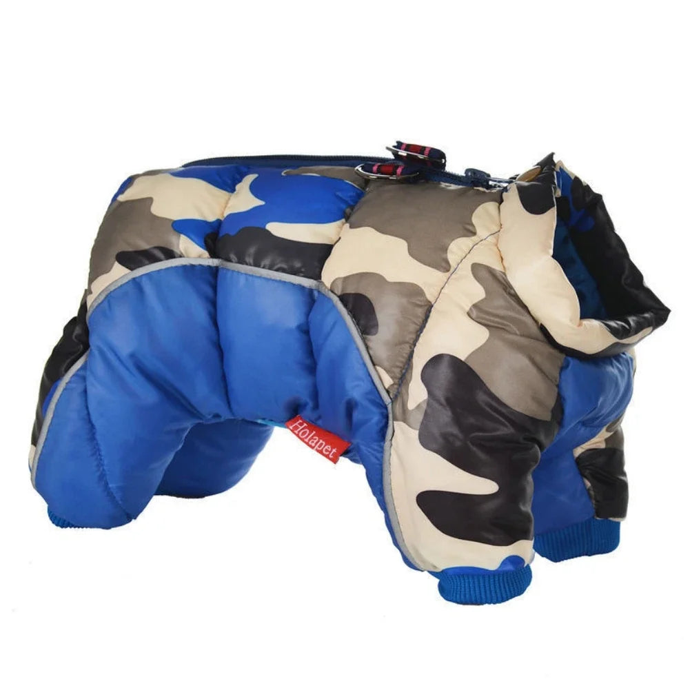 Fullbody Small Dog Coat, Warm Fleece Puppy Jacket, Winter 4-Leg Puffer Coat, Reflective Turtleneck Snowsuit