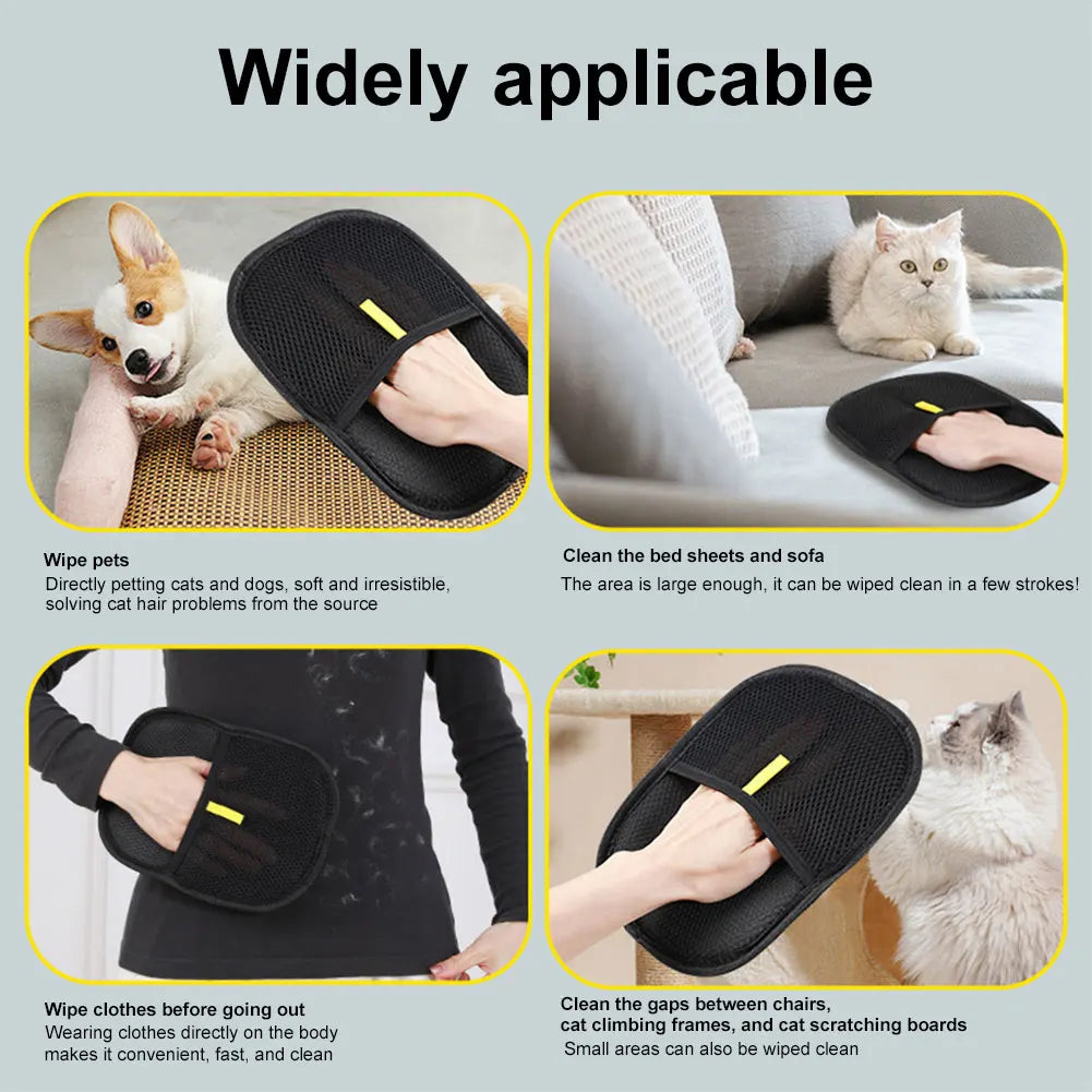 Pet Grooming Gloves, Deshedding Glove pet hair remover for Dogs, Cats, and Rabbits Accessories with Long/Short/Curly Hair.