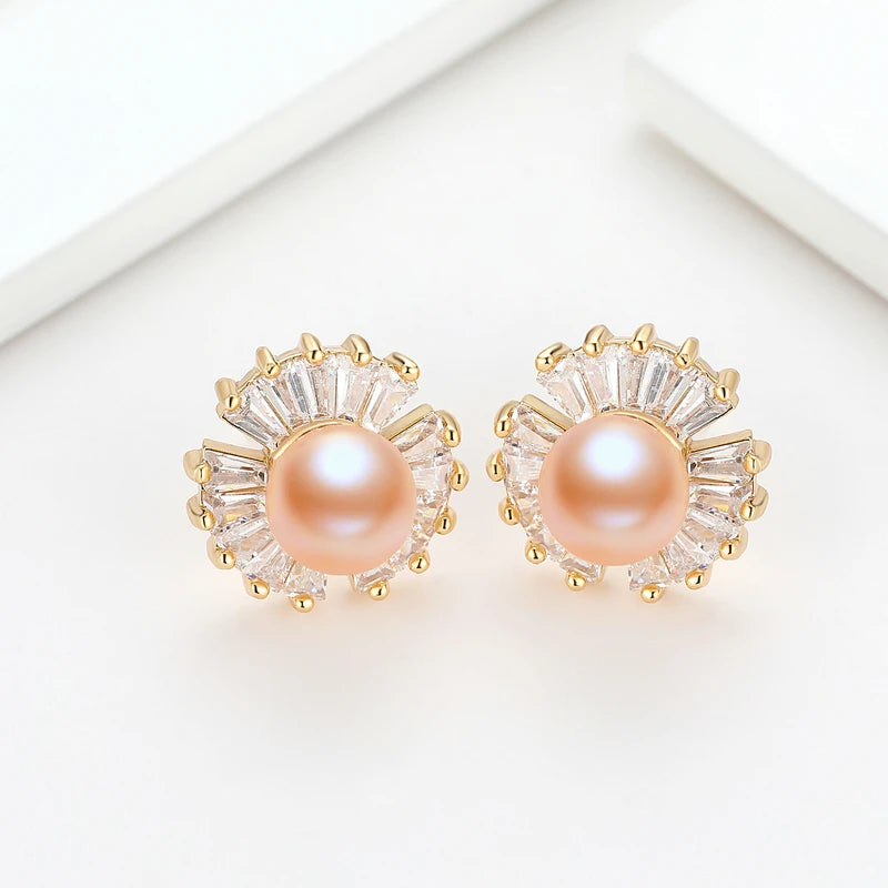 Real Natural Freshwater Pearl Earrings