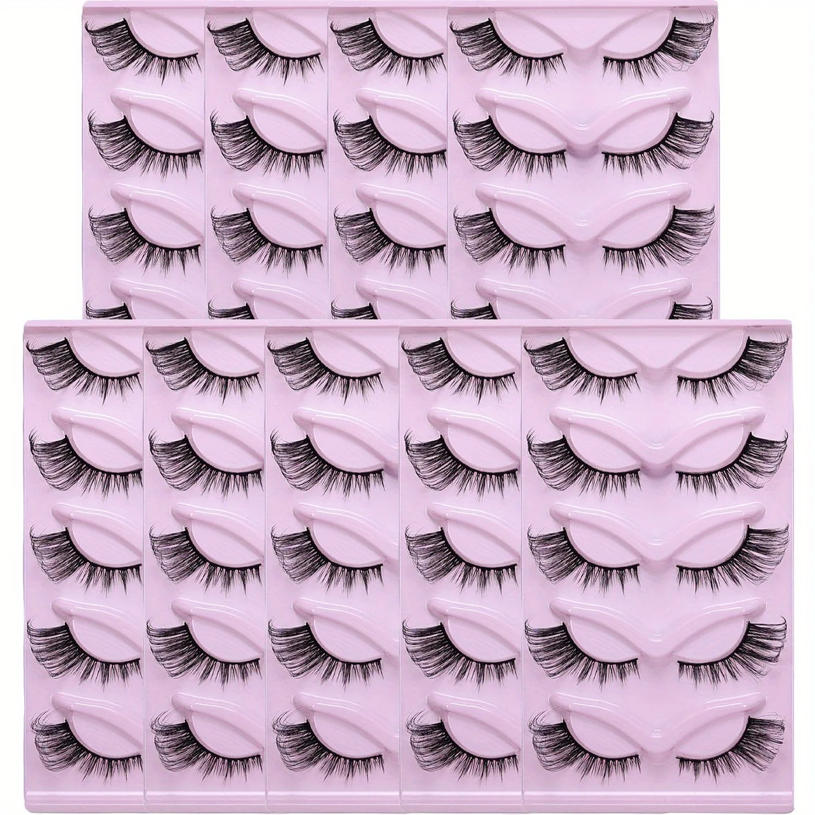 45Pairs/9Pack Cat Eye Lashes Elongated Strip Thick False Eyelashes