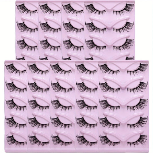 45Pairs/9Pack Cat Eye Lashes Elongated Strip Thick False Eyelashes