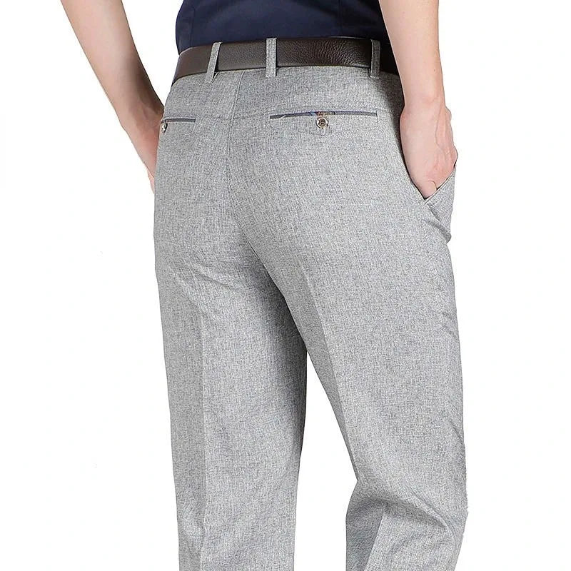 New Men's Summer Thin Business Casual Pants, Autumn Fashion Solid Gentle Thicken Trousers, Male Brand Suit Pant Black Grey RIYBEOE