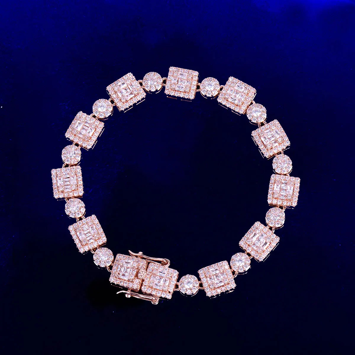 Bubble Letter Icon Tennis Bracelet for Men Micro Pave Prong Setting Cubic Zirconia