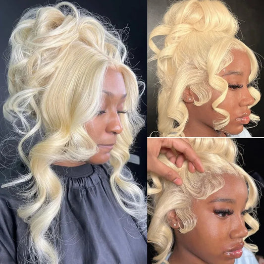 360 Lace Frontal Wig 613 Blonde, 13x4 13x6 Body Wave Preplucked Brazilian Human Hair Wigs 30 32 46 Inch