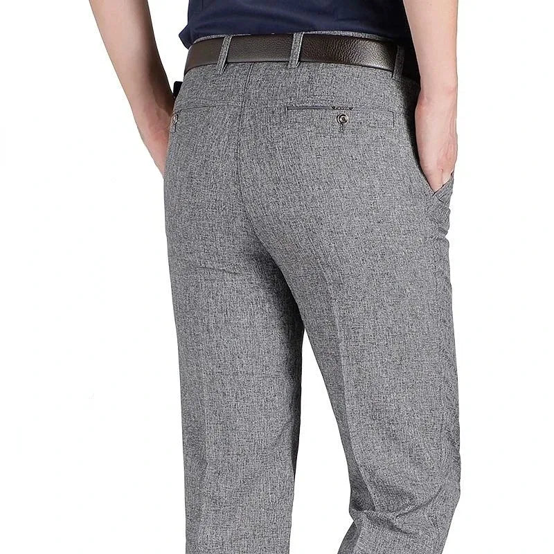 New Men's Summer Thin Business Casual Pants, Autumn Fashion Solid Gentle Thicken Trousers, Male Brand Suit Pant Black Grey RIYBEOE