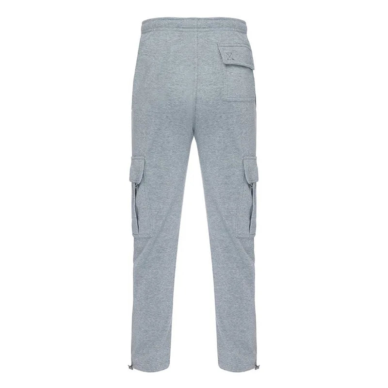 Men’s Loose Cargo Casual Drawstring Elastic Waist Wide Leg Outdoor Trousers