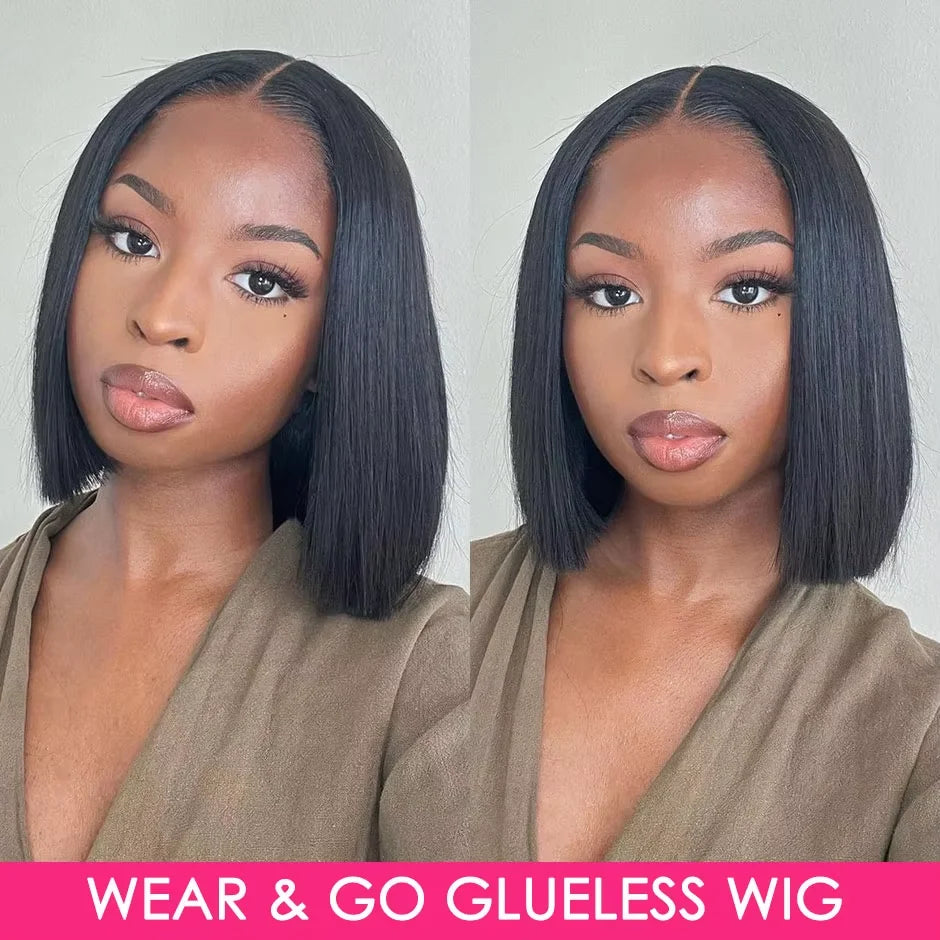 4/27 Highlight Bob Straight Lace Front Wig, Human Hair Ombre Brown, Frontal Bob Human Hair, Glueless wear to go
