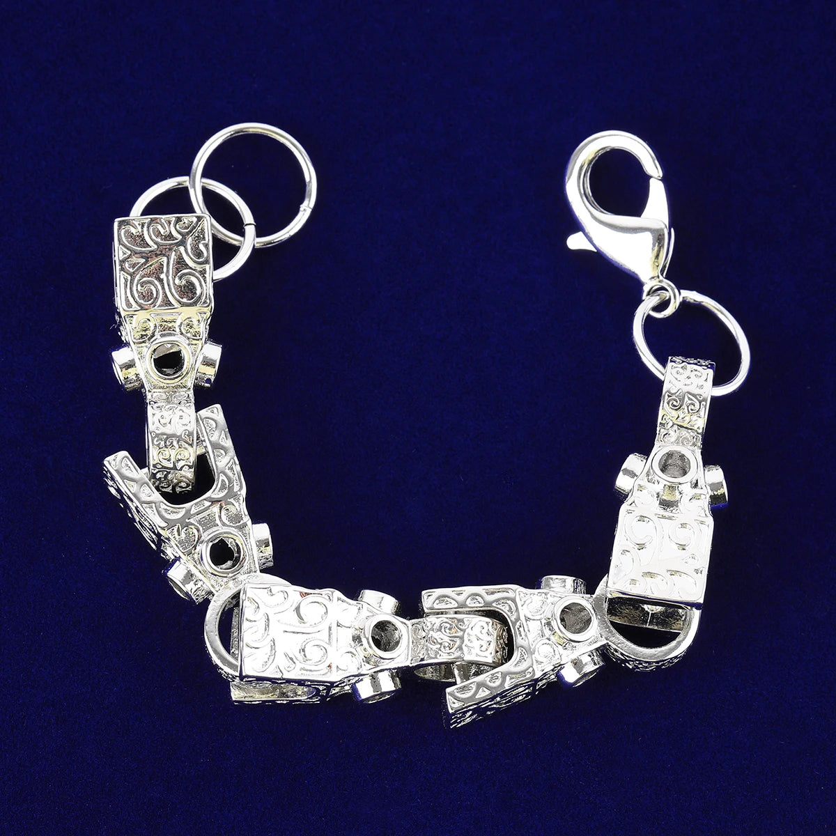 Bubble Letter 3D Block Cuban Link Bracelet for Men, Copper Gold Plated Lobster Clasp