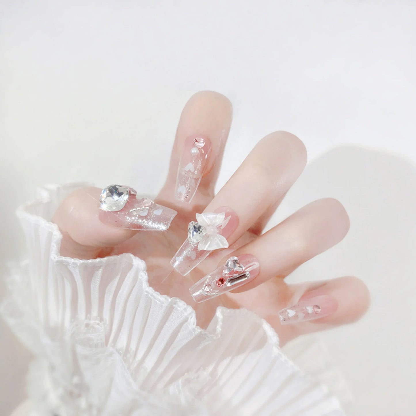 Pink Press on Nails with Glitter Setting Durable & Never Splitting Comfort Fake Nails