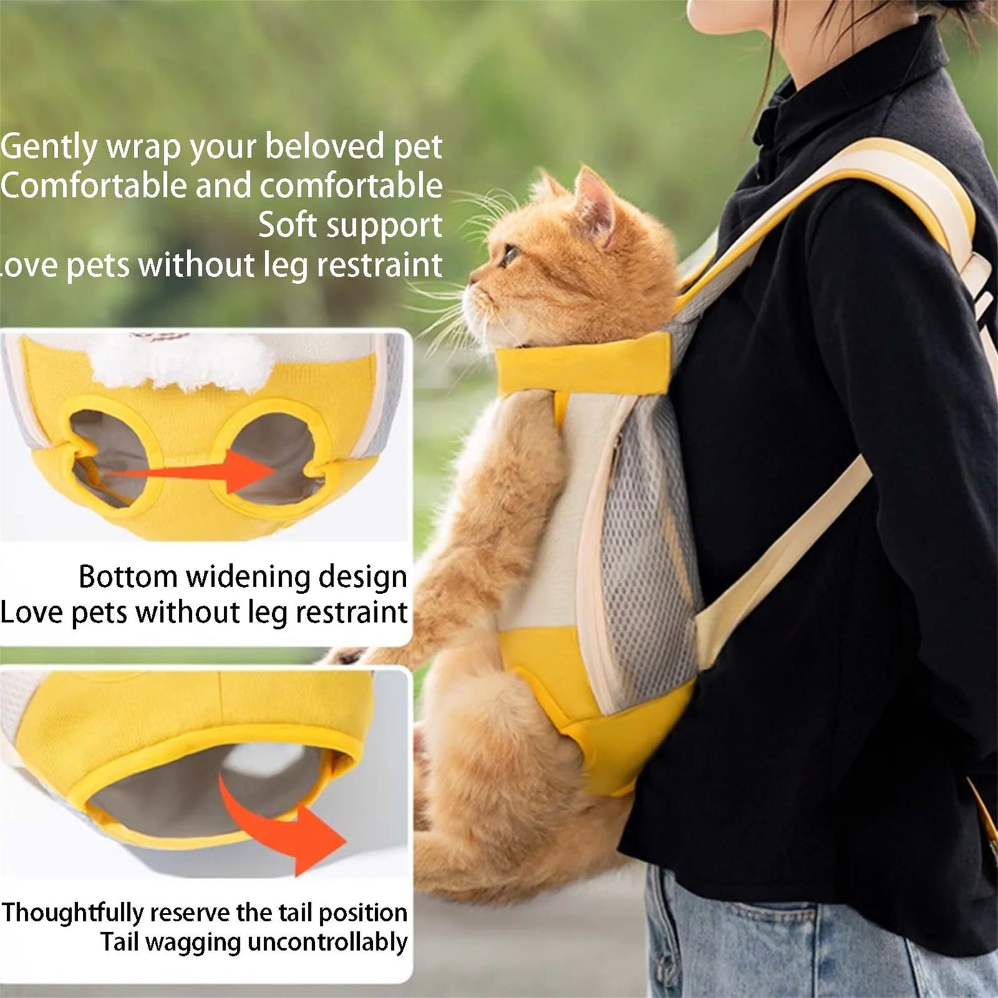 Portable Dog Carrier Backpack Hands-Free Pet Travel Bag with Adjustable Straps Breathable Front and Back Cat Carrier