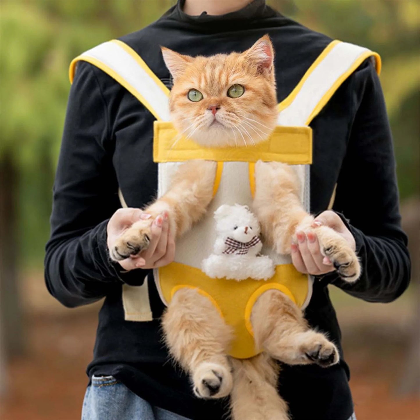 Portable Dog Carrier Backpack Hands-Free Pet Travel Bag with Adjustable Straps Breathable Front and Back Cat Carrier