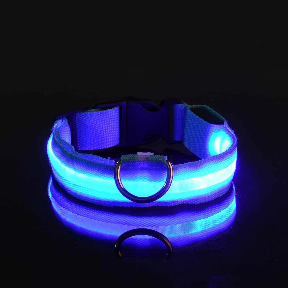Nylon LED Night Safety Flashing Glow In The Dark Dog Leash Dogs Lumnious Fluorescent Pet Dog Collar