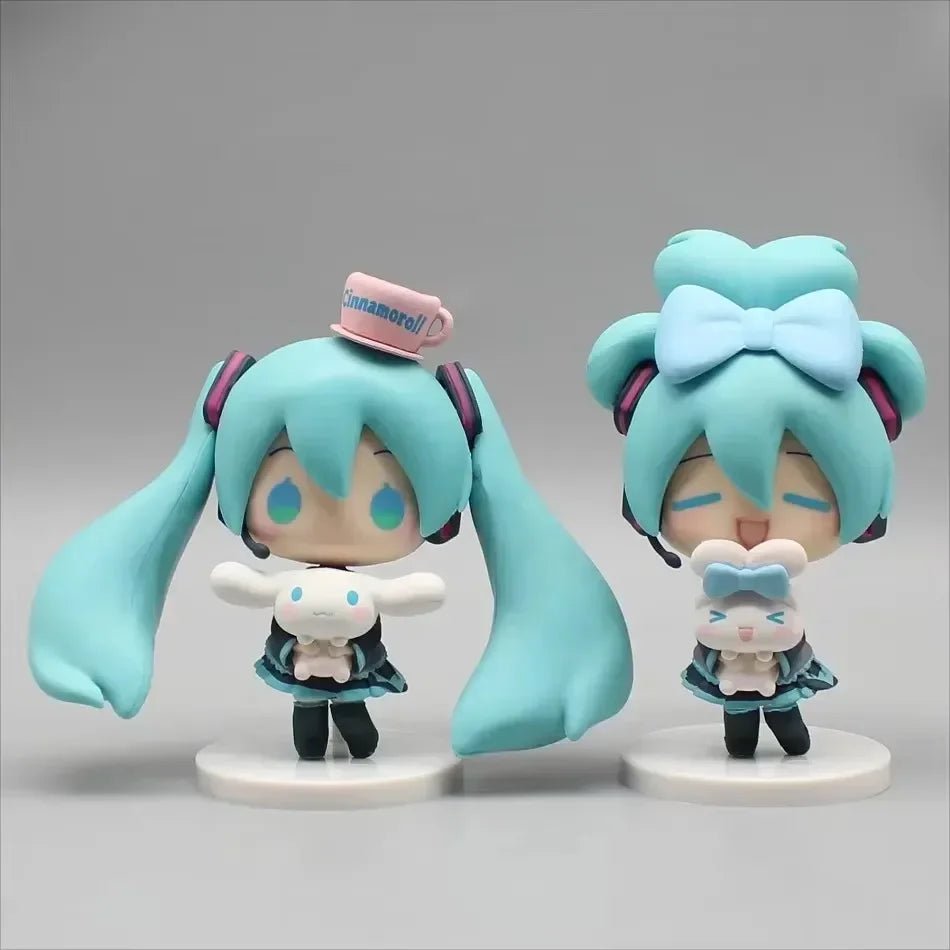 Anime Hatsune Miku Figure Cinnamoroll Figures, Miku Kawaii Action Figurine Q-version, Doll Model PVC Desktop Decoration Toys