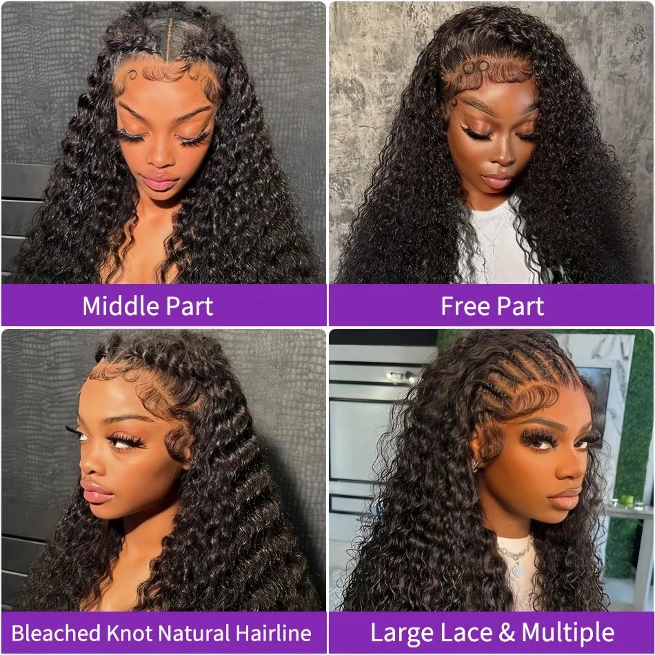 Glueless Wigs Human Hair Ready To Wear Deep Wave 5x5 HD Lace Closure Wig 13x6 Curly Human Hair Wig 360 Water Wave Human Hair Wig